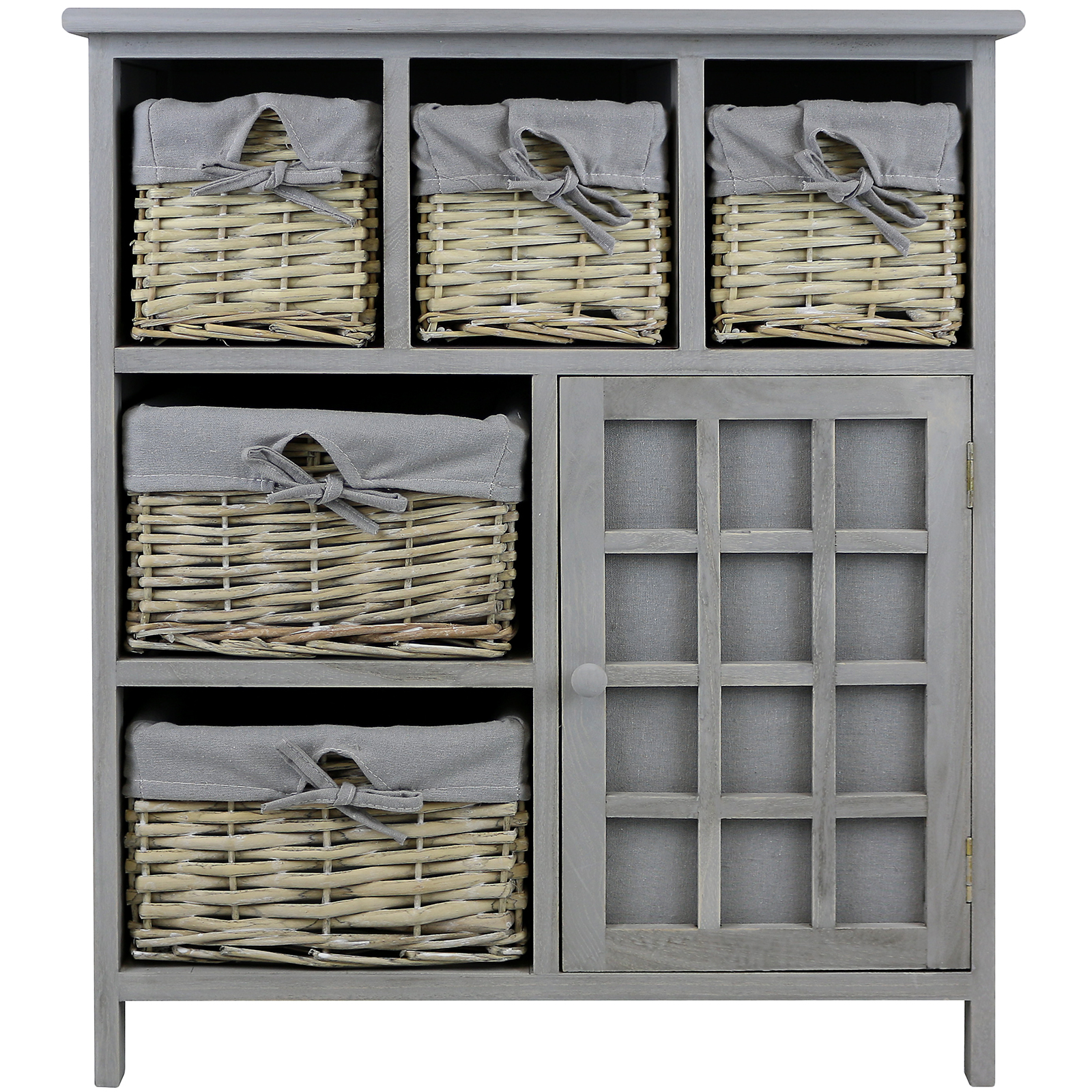 HARTLEYS GREY 5 DRAWER WICKER BASKET STORAGE UNIT SHABBY CHIC DRESSER